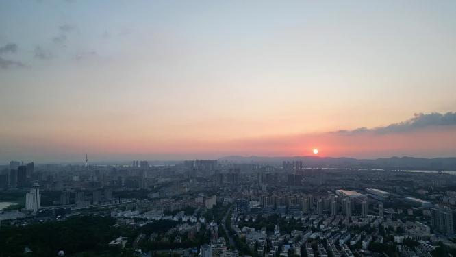 4k航拍日落下的江苏南京迈皋桥城市风光