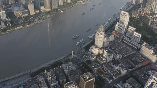 上海市 浦东新区 金融贸易区 陆家嘴 黄浦江 建筑群 航拍