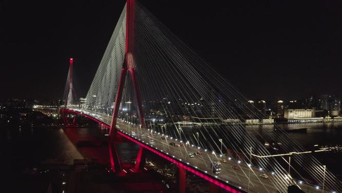 上海市 杨浦区 杨浦大桥 夜景 车流 航拍