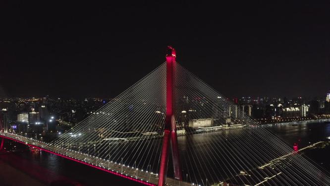 上海市 杨浦区 杨浦大桥 夜景 车流 航拍