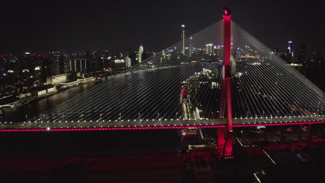 上海市 杨浦区 杨浦大桥 夜景 车流 航拍