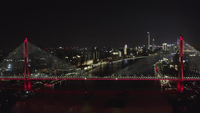 上海市 杨浦区 杨浦大桥 夜景 车流 航拍
