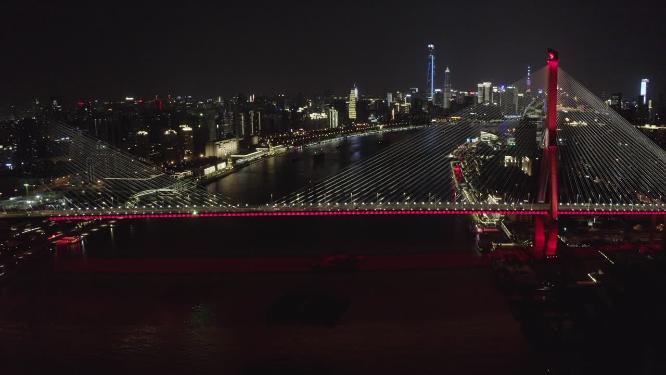 上海市 杨浦区 杨浦大桥 夜景 车流 航拍