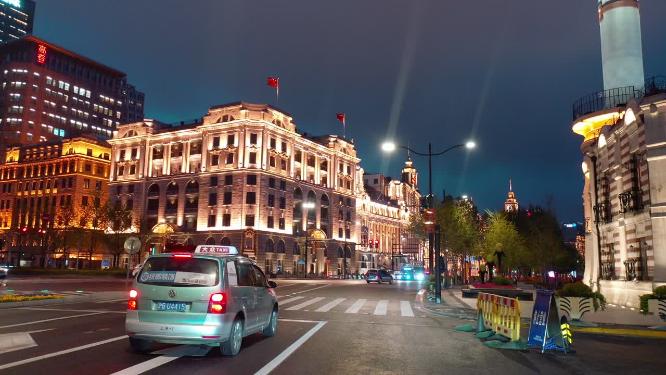 上海市 黄浦区 外滩 街景 夜景