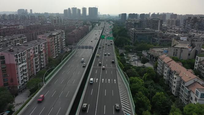 上海市 延安高架路 车流 交通 