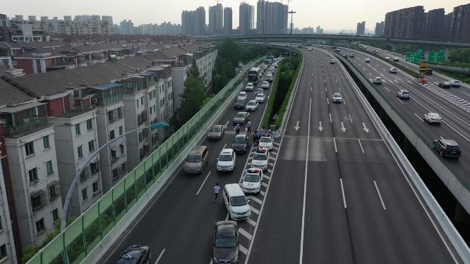 上海 高架桥 交通 车流 汽车 