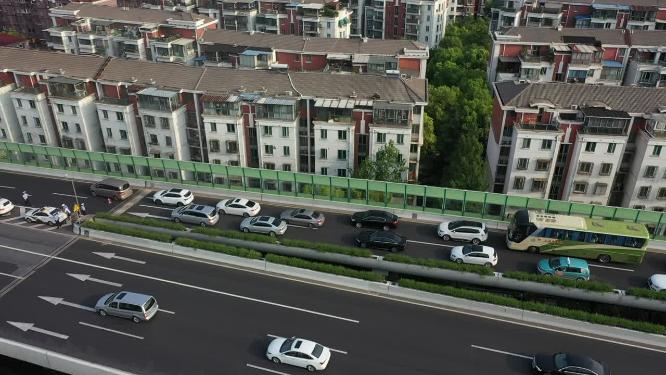 上海 高架桥 交通 车流 汽车 