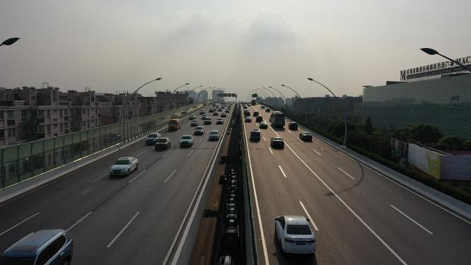 上海 高架桥 交通 车流 汽车 