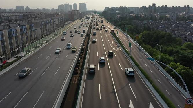 上海 高架桥 交通 车流 汽车 