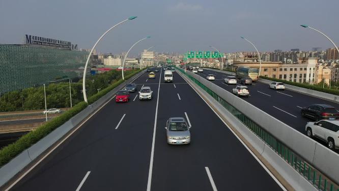 上海 高架桥 交通 车流 汽车 