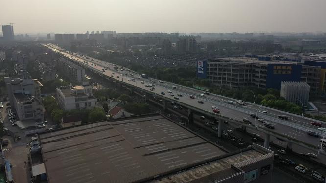 上海 高架桥 交通 车流 汽车 