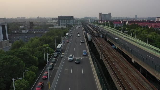 上海 高架桥 交通 车流 汽车 