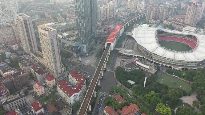 上海市 虹口区 东江湾路 虹口足球场 周边航拍