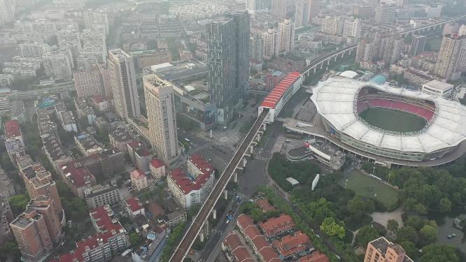 上海市 虹口区 东江湾路 虹口足球场 周边航拍