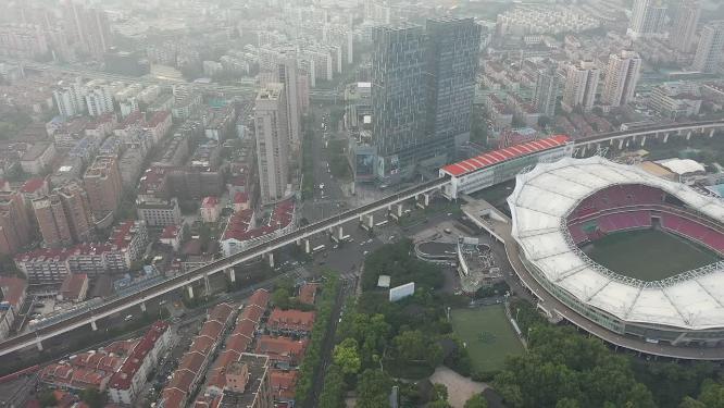 上海市 虹口区 东江湾路 虹口足球场 周边航拍
