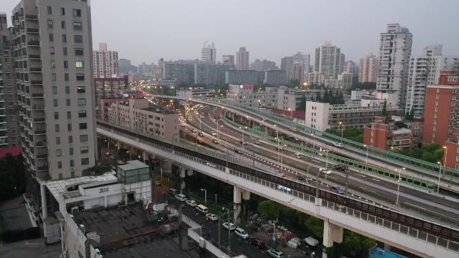 上海市 延安高架路 车流 交通 