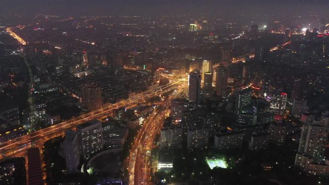 上海市 延安高架路 车流 交通 夜景