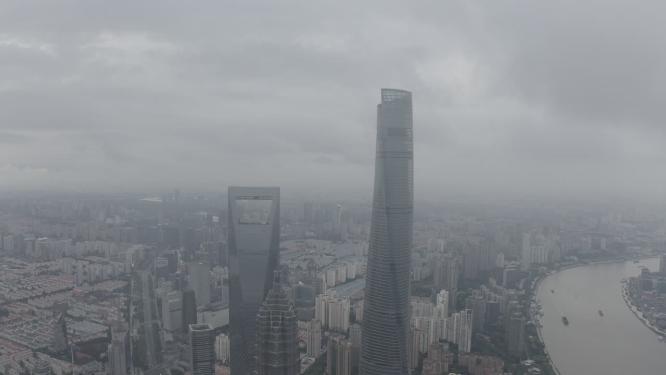 上海市 浦东新区 陆家嘴 金融贸易区 上海中心大厦 雾天 航拍