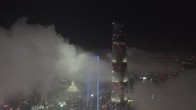 上海市 浦东新区 陆家嘴 金融贸易区 上海三件套 夜景 航拍