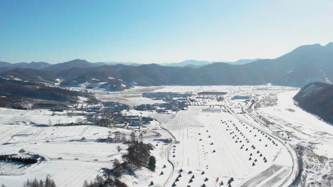 4k航拍雪后的山林