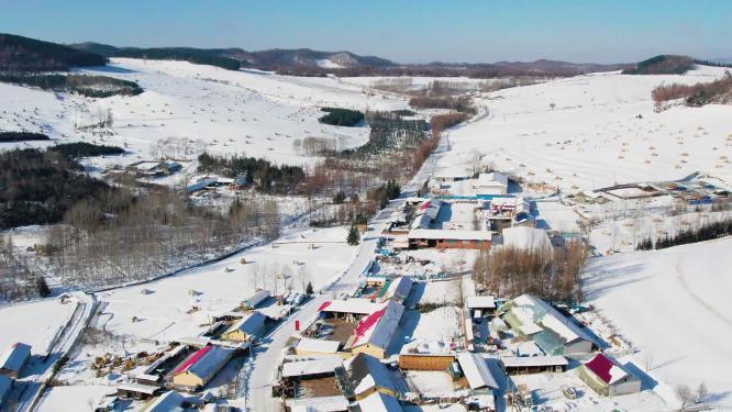 4k航拍雪后的山林