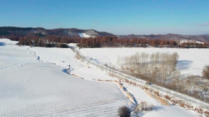 4k航拍雪后的山林