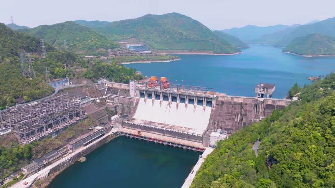 4k航拍浙江杭州新安江水电站