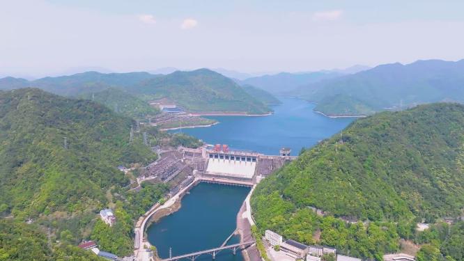 4k航拍浙江杭州新安江水电站