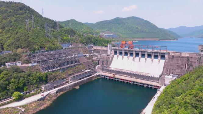 4k航拍浙江杭州新安江水电站