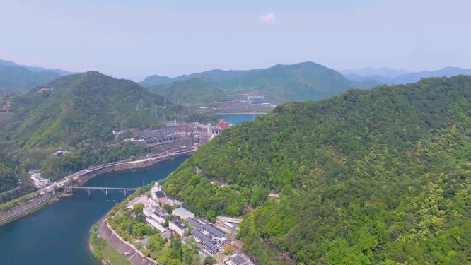4k航拍浙江杭州新安江水电站