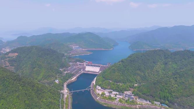 4k航拍浙江杭州新安江水电站