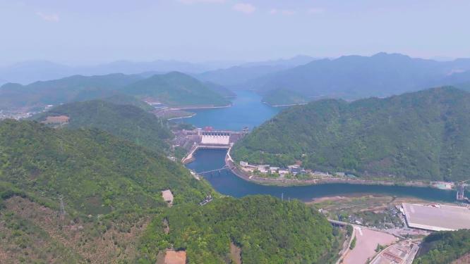 4k航拍浙江杭州新安江水电站