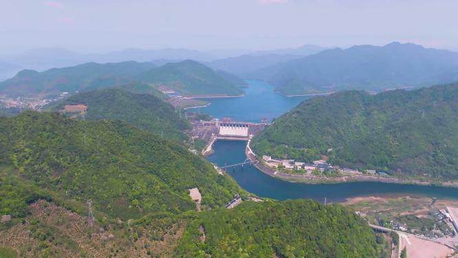 4k航拍浙江杭州新安江水电站