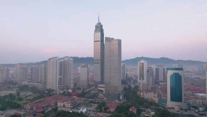 4k航拍山东烟台城市日出
