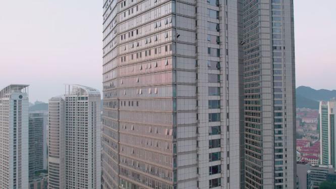 4k航拍山东烟台城市日出