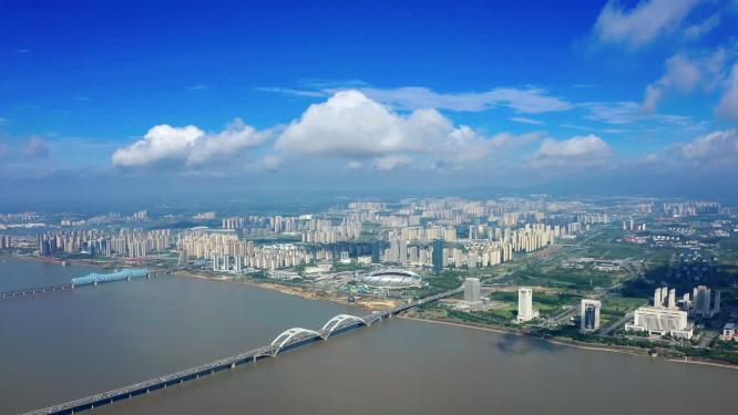 雨过天晴南昌生米大桥国体中心航拍