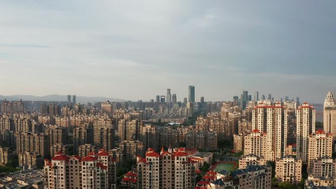 南昌红谷滩黄昏航拍