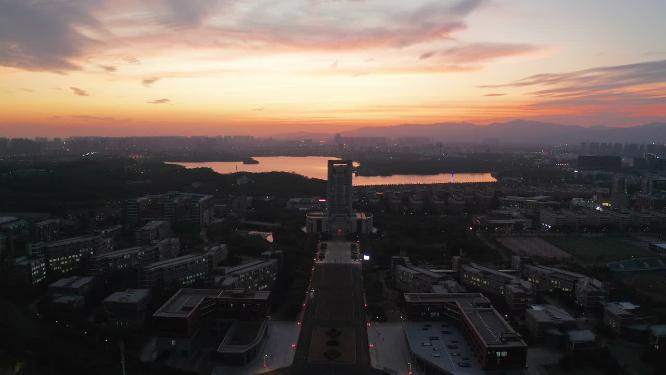 日落唯美航拍南昌航空大学