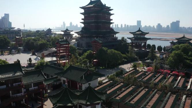 南昌滕王阁晴天大气全景航拍