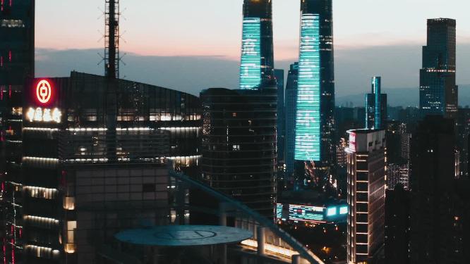 南昌红谷滩cbd夜景航拍
