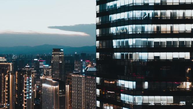 南昌红谷滩cbd夜景航拍