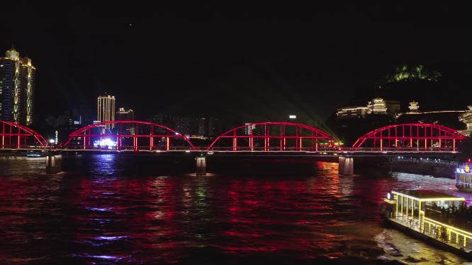 兰州城市夜景唯美航拍风景