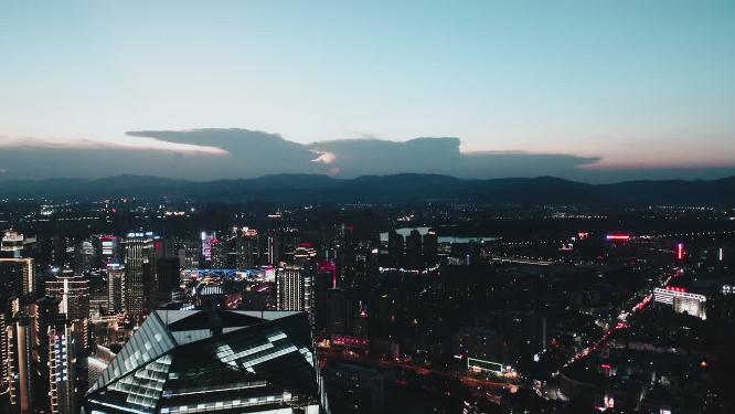 南昌红谷滩cbd夜景航拍