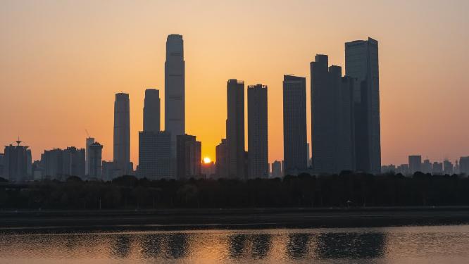 6k长沙国金CBD清晨日出唯美延时