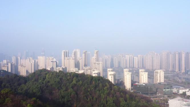 城市隔山绿色生态航拍
