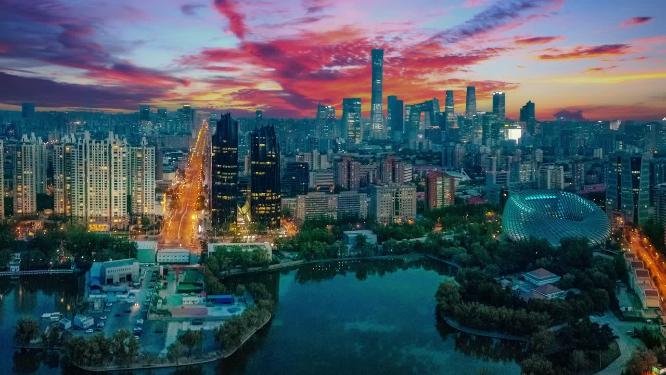 北京 地标 航拍 国贸 望京 奥体中心 朝阳区