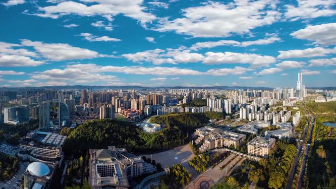 贵阳 地标 航拍 观山湖区 林城东路 国际金融中心 国际会展中心 省博物馆