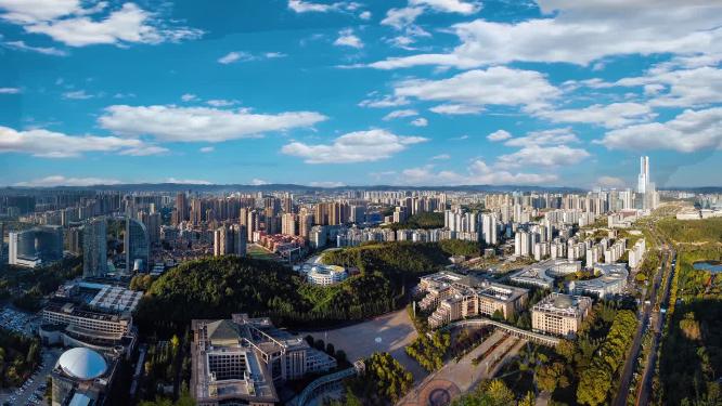 贵阳 地标 航拍 观山湖区 林城东路 国际金融中心 国际会展中心 省博物馆