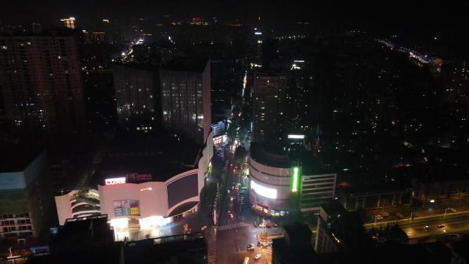 城市航拍湖南岳阳巴陵西路夜景