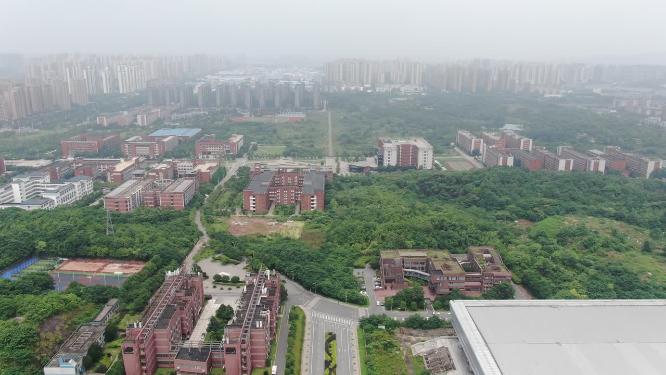 航拍湖南株洲湖南工业大学体育馆体育场